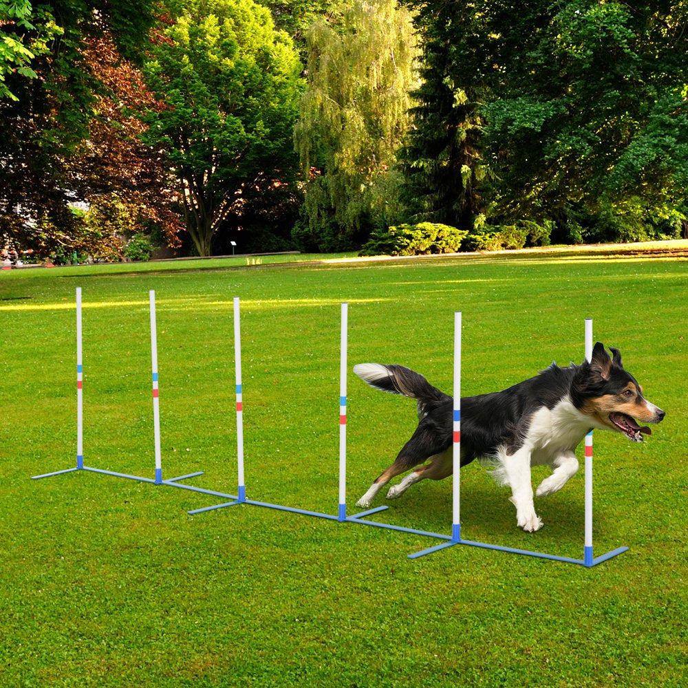 Pawhut Dog Weave Pole Set Agility Starter Kit Pet Outdoor Exercise Training Set Animals & Pet Supplies > Pet Supplies > Dog Supplies > Dog Treadmills Pawhut   