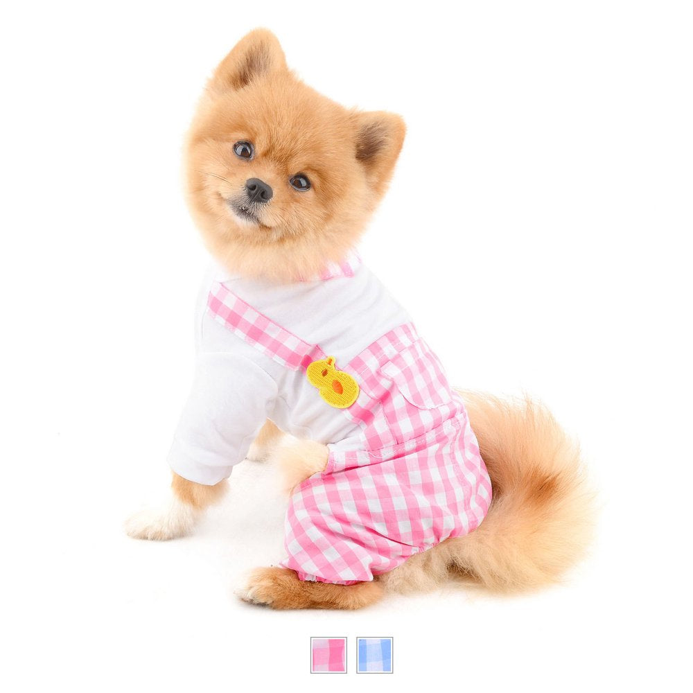 SELMAI Pet Overalls Outfits Puppy Clothes for Small Medium Dogs Boy Girls Summer Shirts with Plaid Pants Jumpsuits One Piece 4 Legs Apparel for Cats Yorkie Chihuahua Animals & Pet Supplies > Pet Supplies > Cat Supplies > Cat Apparel SELMAI S Pink 