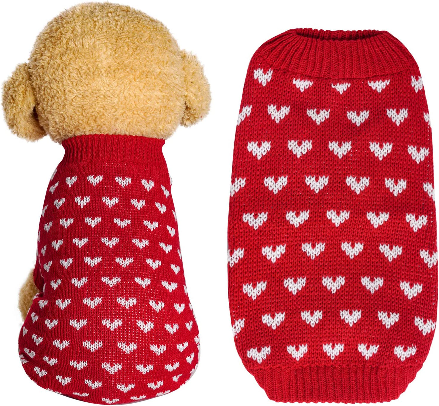 Dxhycc Dog Knitted Sweater Dog Heart Sweater Puppy Sweater Warm Soft Pet Holiday Clothes for Medium Cats and Dogs (Pink, M) Animals & Pet Supplies > Pet Supplies > Dog Supplies > Dog Apparel Dxhycc Red Large 