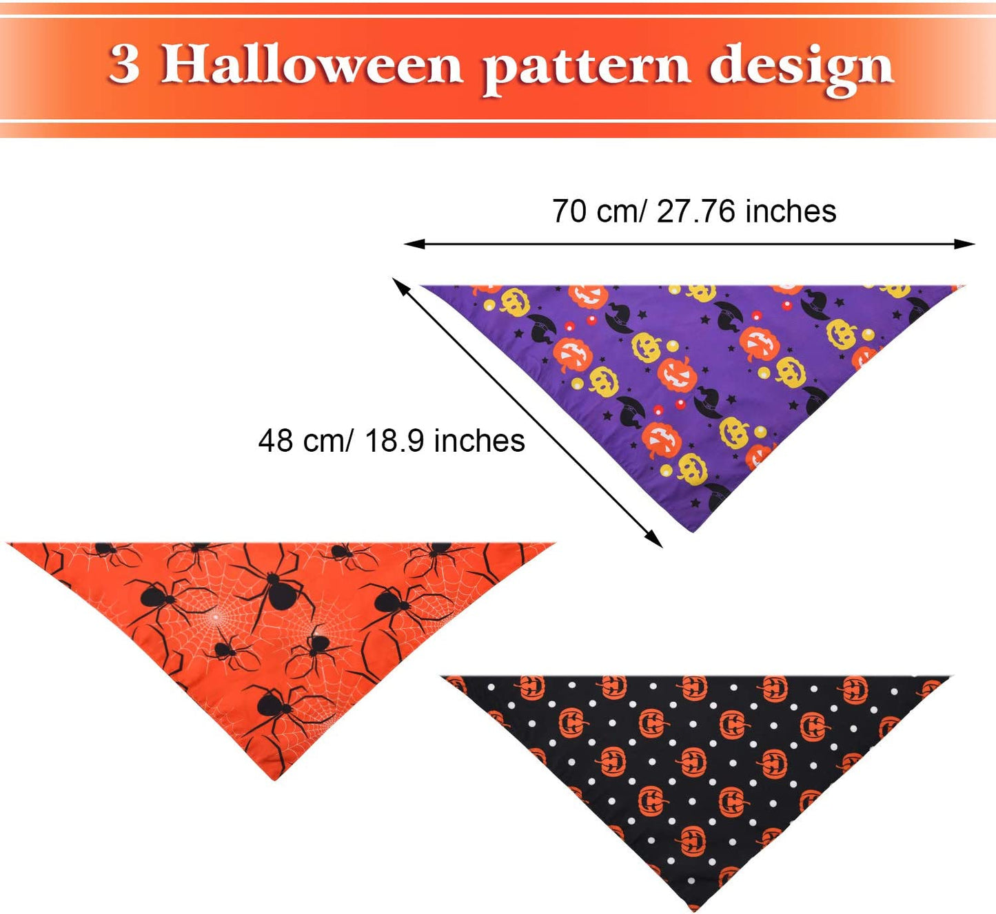 3 Pieces Pet Bandanas Halloween Dog Scarf Triangle Bandana Bibs with Pumpkin Spider Witch Hat Printed for Halloween Pet Costume Accessories Decoration Animals & Pet Supplies > Pet Supplies > Dog Supplies > Dog Apparel Frienda   