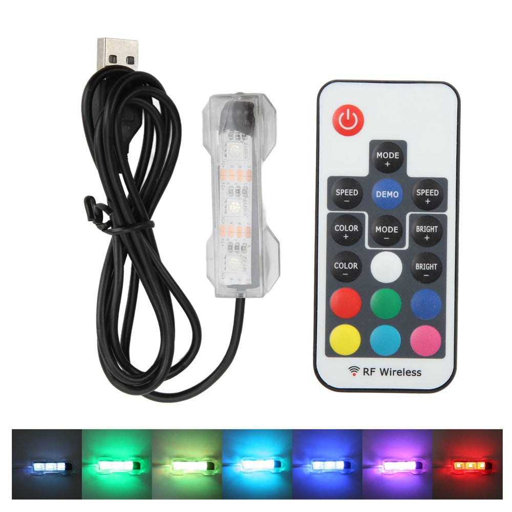 LED Aquarium Light, Colorful USB Charging Underwater Light Light Weight for Small Fish Tanks for Medium Fish Tanks White Line Animals & Pet Supplies > Pet Supplies > Fish Supplies > Aquarium Lighting Spptty Second-generation black wire remote control light  