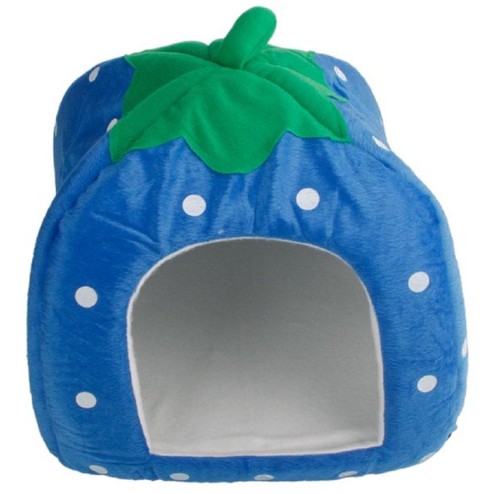 Four Seasons Foldable Soft Strawberry Dog House Semi-Enclosed Cat House Pet Supplies, Breathable and Moisture-Proof Animals & Pet Supplies > Pet Supplies > Dog Supplies > Dog Houses NA 36*36*38cm Blue 