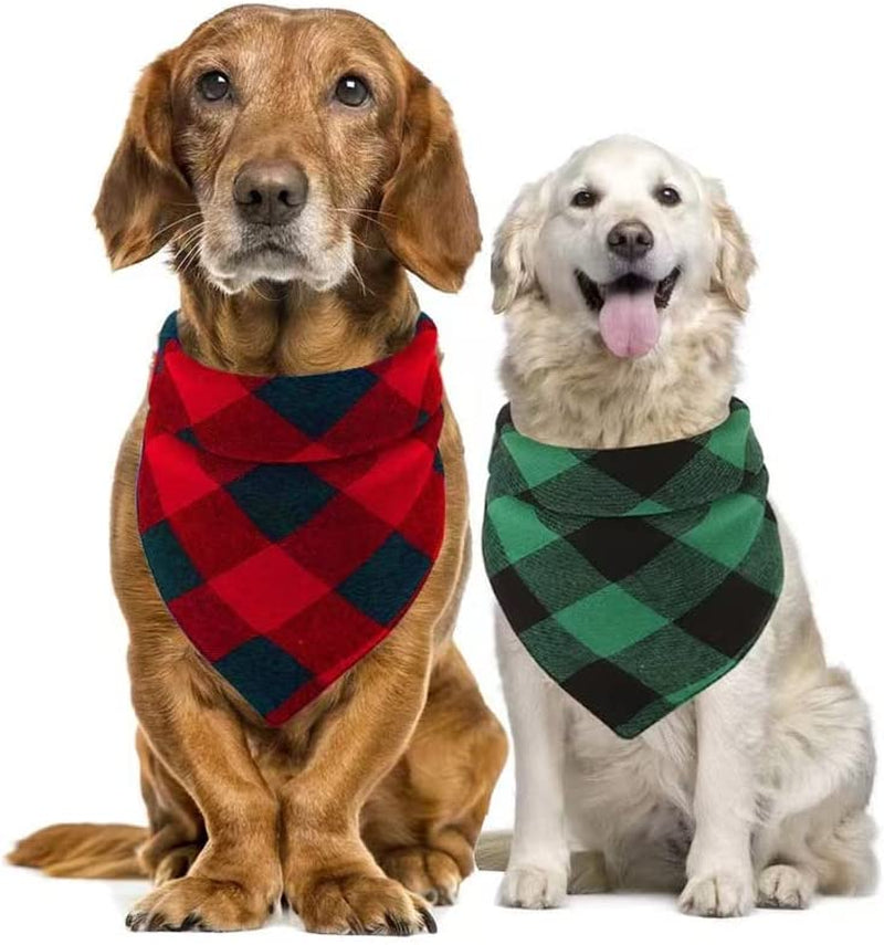 Dog Bandanas 4-Pack - Cotton Classic Plaid Triangle Dog Scarf Handkerchief Accessory, Adjustable Pet Bandana Ornament for Small, Medium, Large Dog Puppy Pets Animals & Pet Supplies > Pet Supplies > Dog Supplies > Dog Apparel NAIVELY   