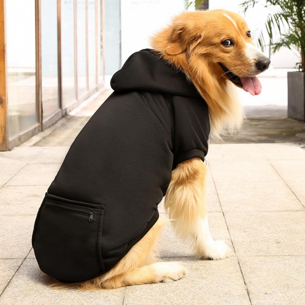 Pet Dog Hoodies Sweaters Winter Clothes with Hat and Pocket Costume Windproof Apparel for Small Medium Large Dog Animals & Pet Supplies > Pet Supplies > Dog Supplies > Dog Apparel Feiona M Black 