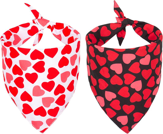 PTDECOR Valentine'S Day Dog Bandana Reversible Triangle Bibs Scarf for Small Medium Large Dogs (Black&Red) Animals & Pet Supplies > Pet Supplies > Dog Supplies > Dog Apparel PTDECOR Black&Red  