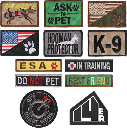 14Er Tactical K9 Unit Dog Patches Embroidered Service Animal, Ask to Pet, Do Not Pet, Therapy Dog in Training, ESA Hook and Loop Patches for Dog Vest, Military Harness, Collar and Leashes (12-Pack) Animals & Pet Supplies > Pet Supplies > Dog Supplies > Dog Apparel 14er Tactical   