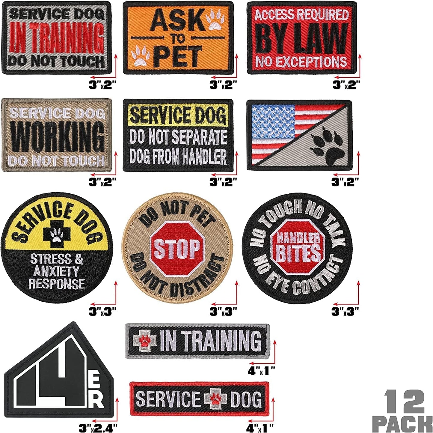 14er Tactical Morale Patches (21-Pack) | Hook & Loop Backed, 3 x 2 Embroidered 