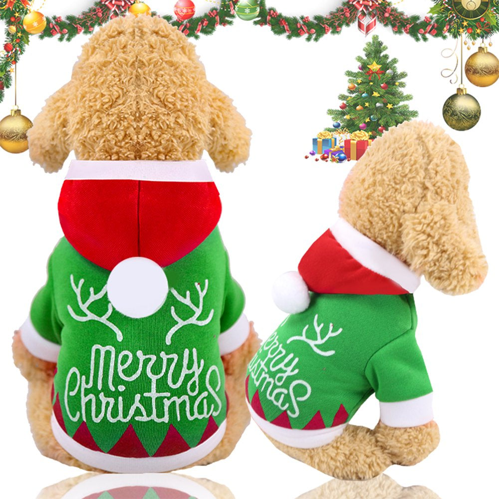 Peroptimist Dog Costume Christmas Pet Clothes Winter Hoodie Coat Clothes Pet Clothing for Small Dogs and Cats Winter Coat Warm Clothes Christmas Holiday Apparel Outfit Animals & Pet Supplies > Pet Supplies > Cat Supplies > Cat Apparel Peroptimist L  