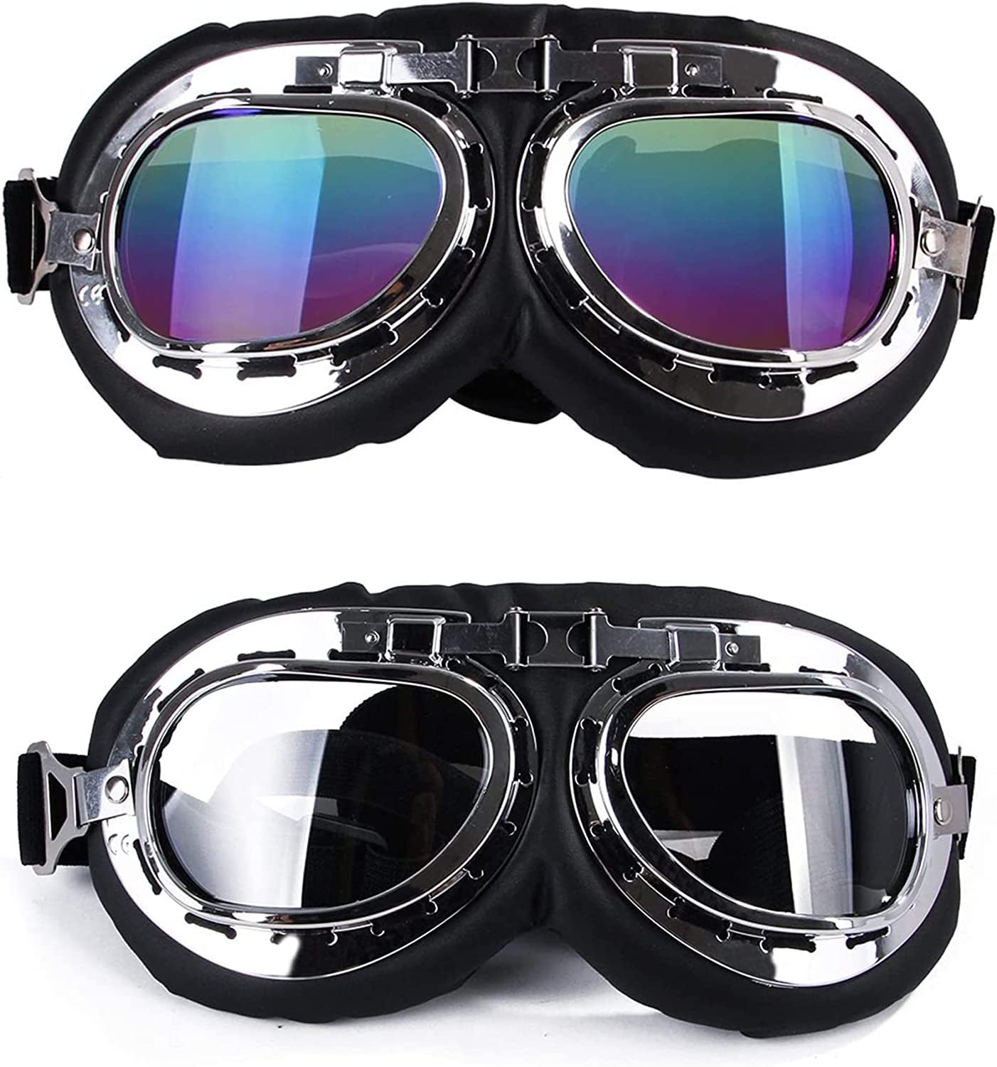 2PC Small Dog Motorcycle Goggles, Clear, Colorful Dog UV Goggles, Pet Sunglasses Dog Aviator Goggles Animals & Pet Supplies > Pet Supplies > Dog Supplies > Dog Apparel GabeFish   