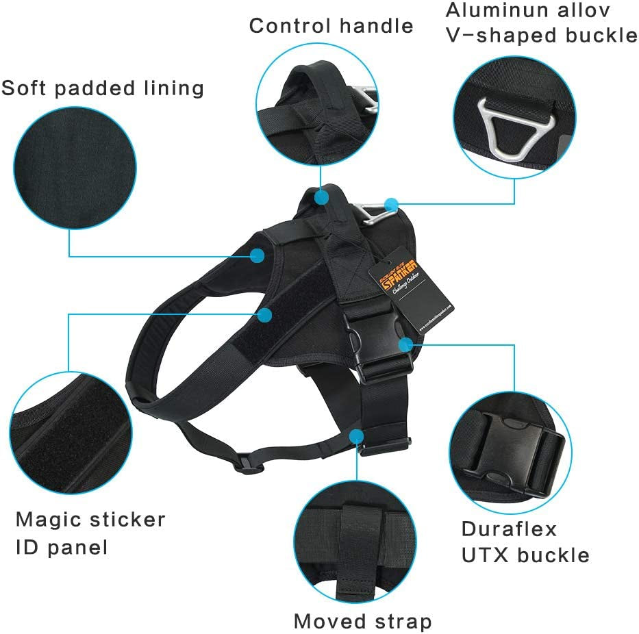 EXCELLENT ELITE SPANKER Tactical Dog Harness Patrol K9 Harness Service Dog Vest Military Dog Vest Working Dog Vest with Handle(Black-L) Animals & Pet Supplies > Pet Supplies > Dog Supplies > Dog Apparel EXCELLENT ELITE SPANKER   