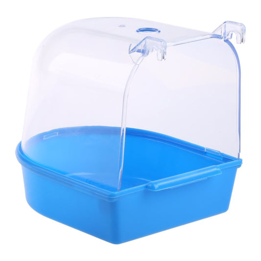 BOOYOU Bird Bath Box Parrot Bathing Cage Accessory for Small Birds Parakeet Canary Budgerigar Lovebirds Transparent Top Animals & Pet Supplies > Pet Supplies > Bird Supplies > Bird Cage Accessories BOOYOU Blue  