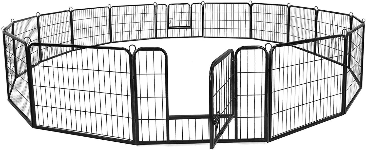 Howcool 31'' W X 24'' H Foldable Metal Exercise Pen & Pet Playpen Puppy Cat Exercise Fence Barrier Playpen Kennel - 16 Panels Animals & Pet Supplies > Pet Supplies > Dog Supplies > Dog Kennels & Runs Howcool   