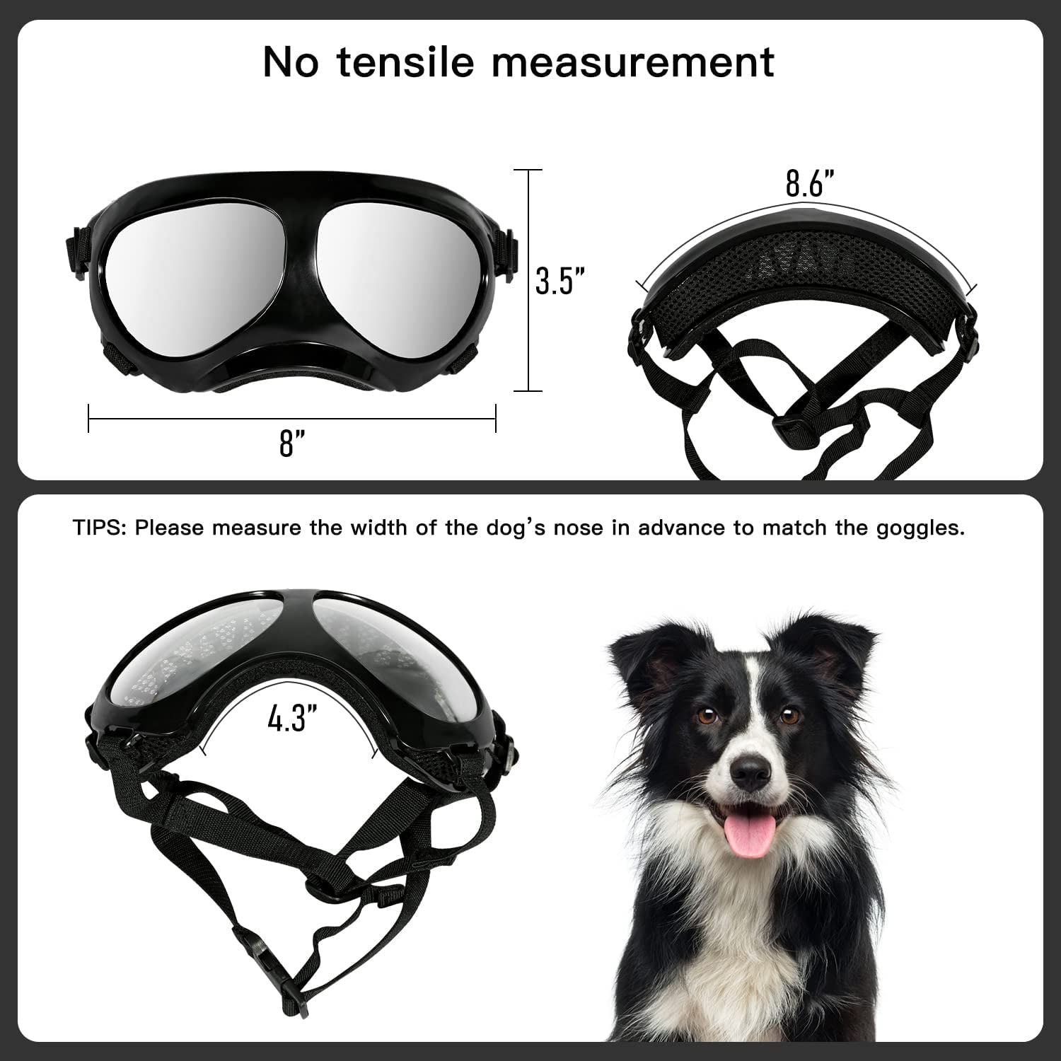 Southvo Dog Goggles Large Breed, Dog Sunglasses Soft Frame with Adjustable Straps,Dog Eye Protection UV Protection (Black) Animals & Pet Supplies > Pet Supplies > Dog Supplies > Dog Apparel SOUTHVO   