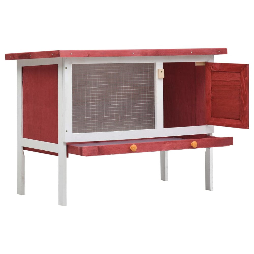 Greensen Outdoor Rabbit Hutch 1 Layer Red Wood Small Animal Habitats & Cages New
