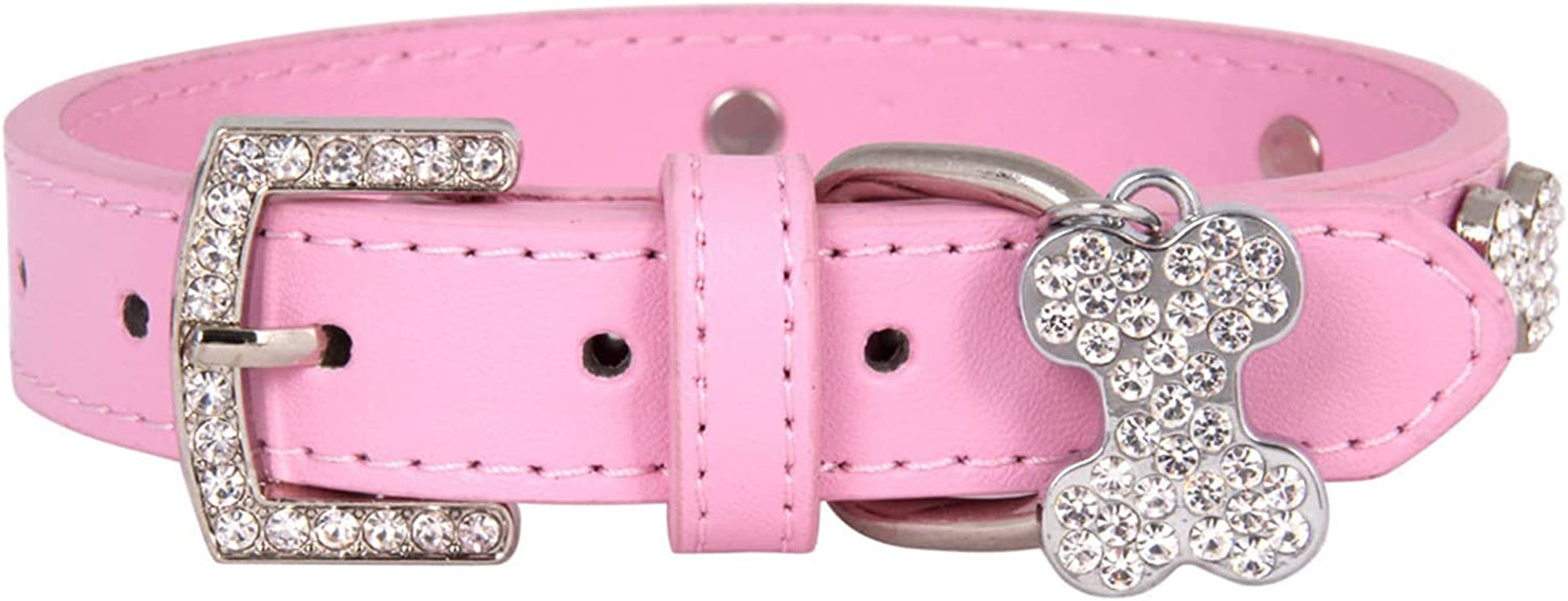 Bell for Cat Collar Pet Bone Rhinestone Dog Collar Diamond Buckle Collar Bling Girl Small Puppy Cute Bowtie Pet Collar Animals & Pet Supplies > Pet Supplies > Dog Supplies > Dog Apparel HonpraD Pink Medium 