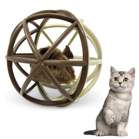 Carkira Cat Toy Ball Cage Plush Mouse Toy Simulation Mouse Sound Rollable Interactive Cat Toy Animals & Pet Supplies > Pet Supplies > Cat Supplies > Cat Toys Carkira   