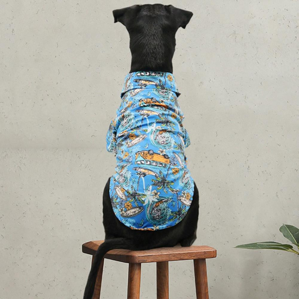 Dog Shirt Hawaiian Puppy Clothes, Leaf Printed Lapel Vest Summer Polo T-Shirt Pet Apparel Dog Clothes for Small Medium Boy Girl Dogs Cats