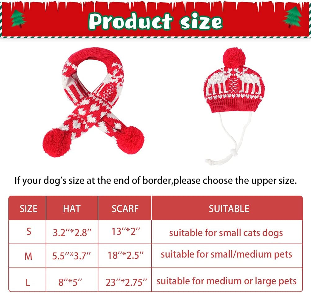 Dog 2022 New Year Costume - Red Scarf and Hat Set Party Accessories Knit for Pet Kitty, Full of Feast for Small to Large Puppy(M) Animals & Pet Supplies > Pet Supplies > Dog Supplies > Dog Apparel BINGPET   