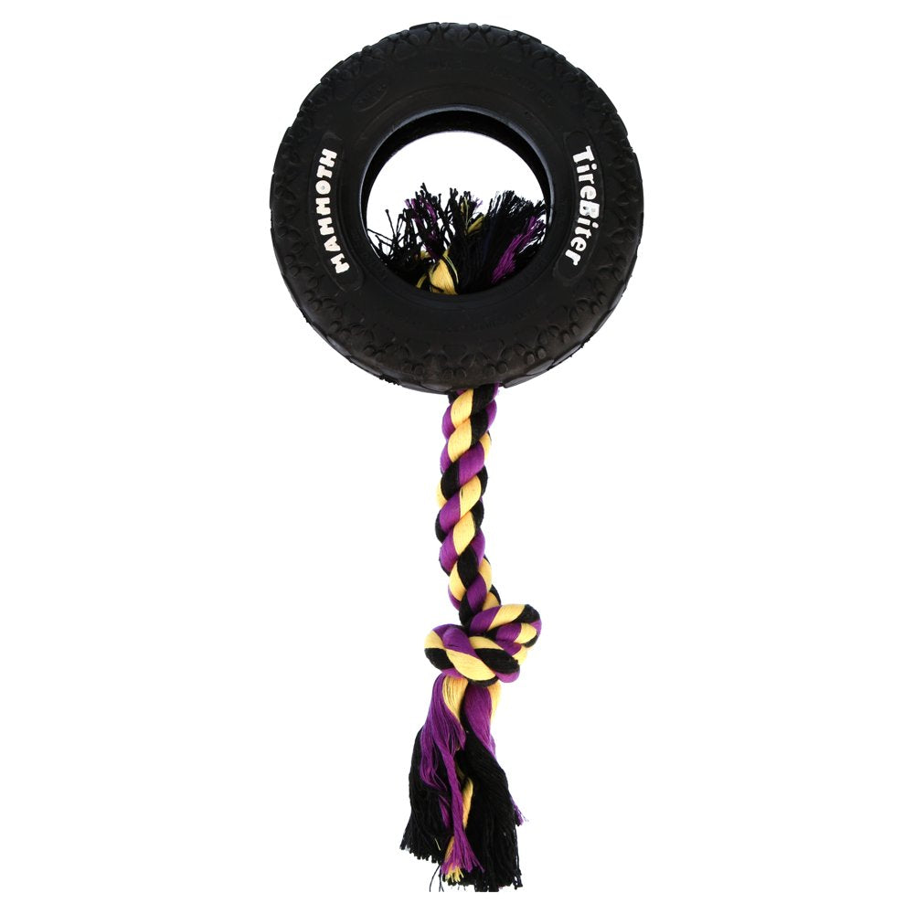 Mammoth Tirebiter Rubber Tire Dog Toy with Rope, Small, 6'' Animals & Pet Supplies > Pet Supplies > Dog Supplies > Dog Toys PHILLIPS PET FOOD SUPPLY   