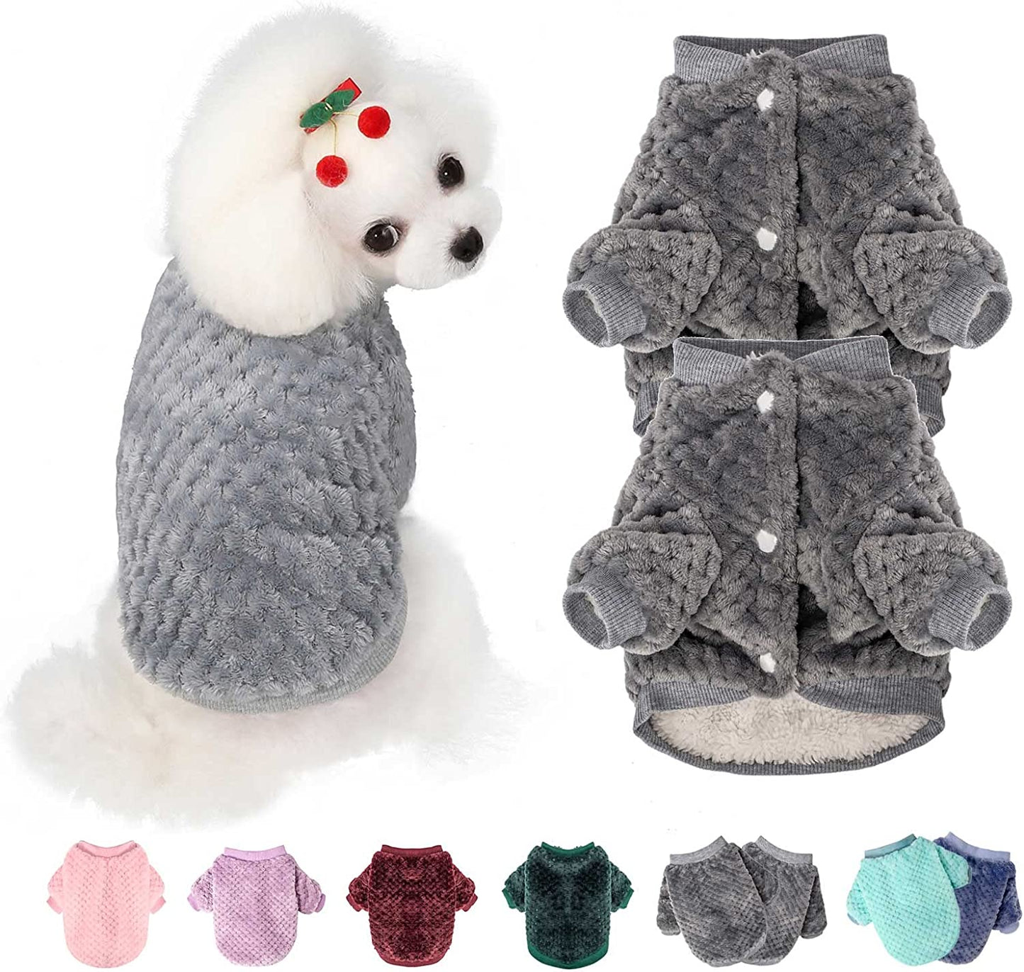 Dog Sweater, Dog Coat for Small Medium Dog or Cat, Warm Soft Flannel Pet Jacket for Puppy, Dogs Girl or Boy, Dog Cold Weather Coats Vest for Winter Christmas (Small, Pink) Animals & Pet Supplies > Pet Supplies > Dog Supplies > Dog Apparel POMIU Grey+Grey Medium 