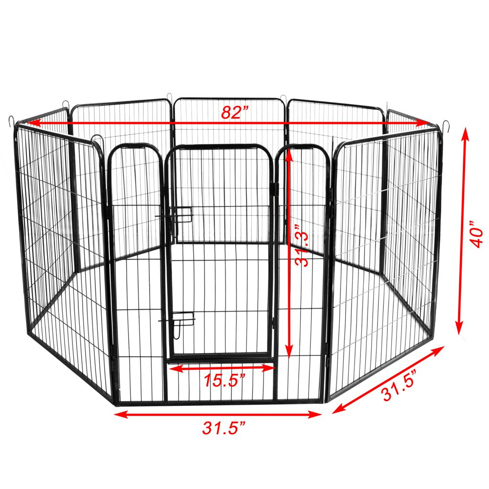 Kumji Puppy Pet Playpen, Large Indoor Metal Puppy Dog Run Fence with Foldable Metal Wire, Iron Pet Dog Playpen Allows for Multiple Shapes, Such as Rectangle and Square, Black