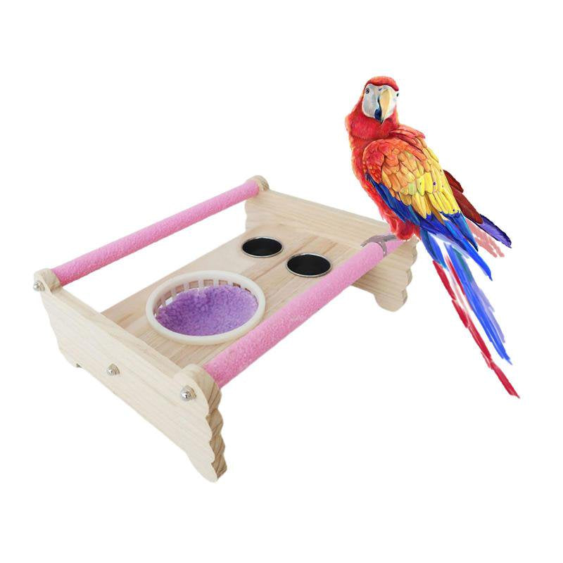 Parrot Perch Stand Wooden Birds Play Stand Tabletop W/ Food Water Bowl Birdcage Bed for Macaw Budgies Cockatiels Cockatoos Animals & Pet Supplies > Pet Supplies > Bird Supplies > Bird Cages & Stands Magideal   