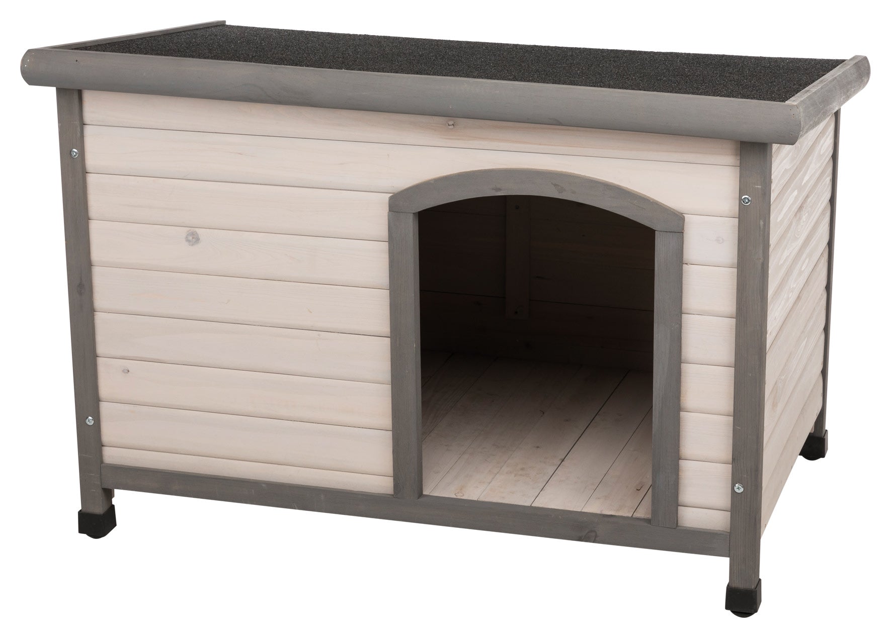 TRIXIE Natura Classic Dog House, Flat Hinged Roof, Adjustable Legs, Gray Small