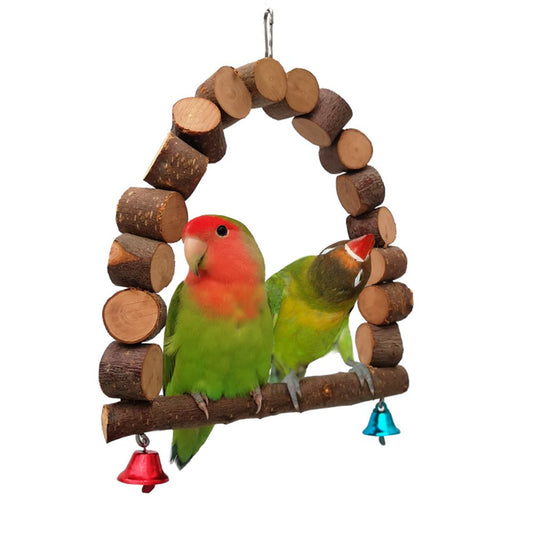 QBLEEV Bird Parrot Chewing Swing Apple Wood Swing, Bird Hanging Bell Perches Chewing Toy for Small Parakeets Cockatiels, Conures, Love Birds, Finches and Other Small Animals Animals & Pet Supplies > Pet Supplies > Bird Supplies > Bird Toys QBLEEV   