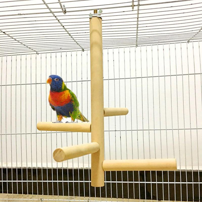 JANDEL Bird Stand Stick, Pet Bird Toys for Cage Parrot Perch, 4-Layer Stages Toys Natural Wood Rotating Ladder, Bird Perch Animals & Pet Supplies > Pet Supplies > Bird Supplies > Bird Ladders & Perches JANDEL   