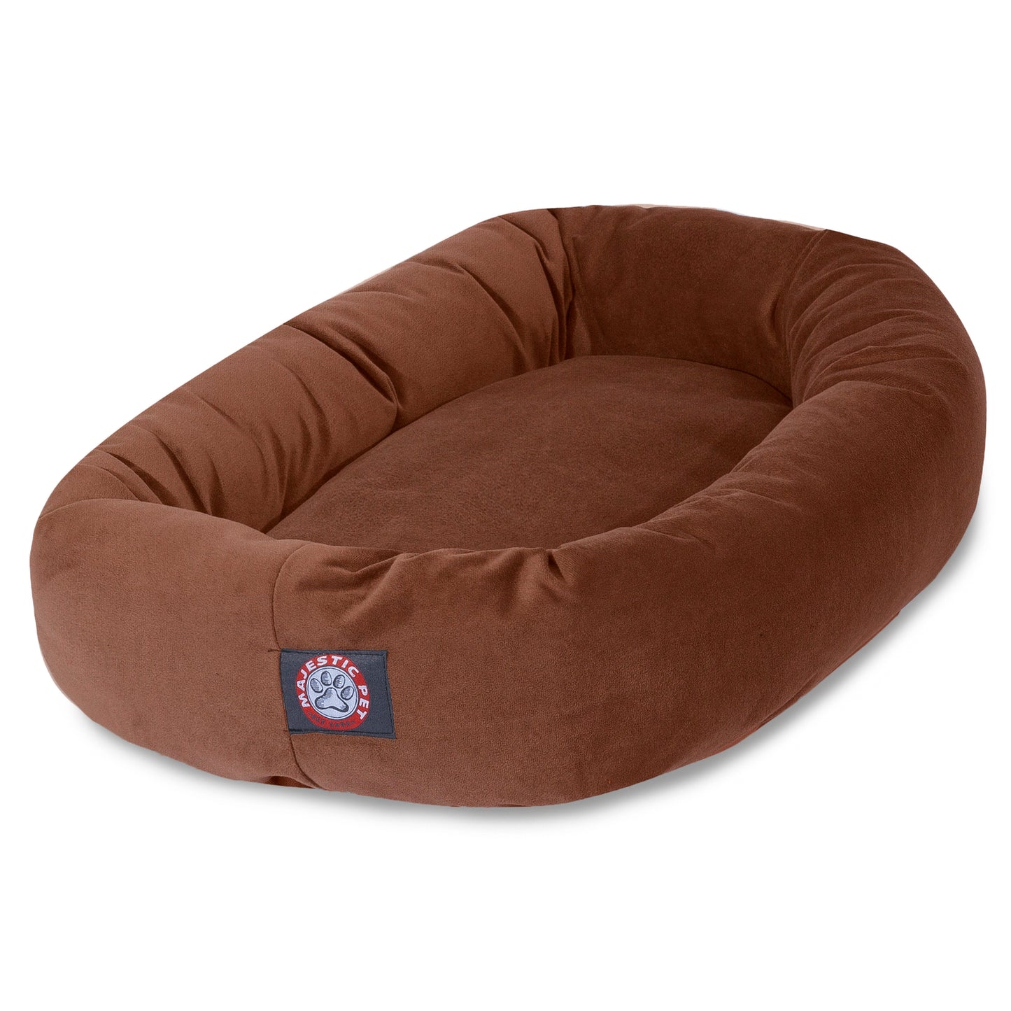 Majestic Pet Suede Bagel Dog Bed Machine Washable Chocolate Large 40" X 29" X 9"