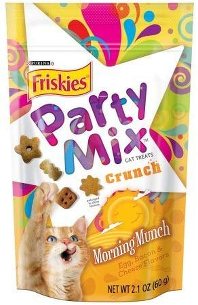 PACK of 24 - Purina Friskies Party Mix Crunch Morning Munch Cat Treats 2.1 Oz. Pouch