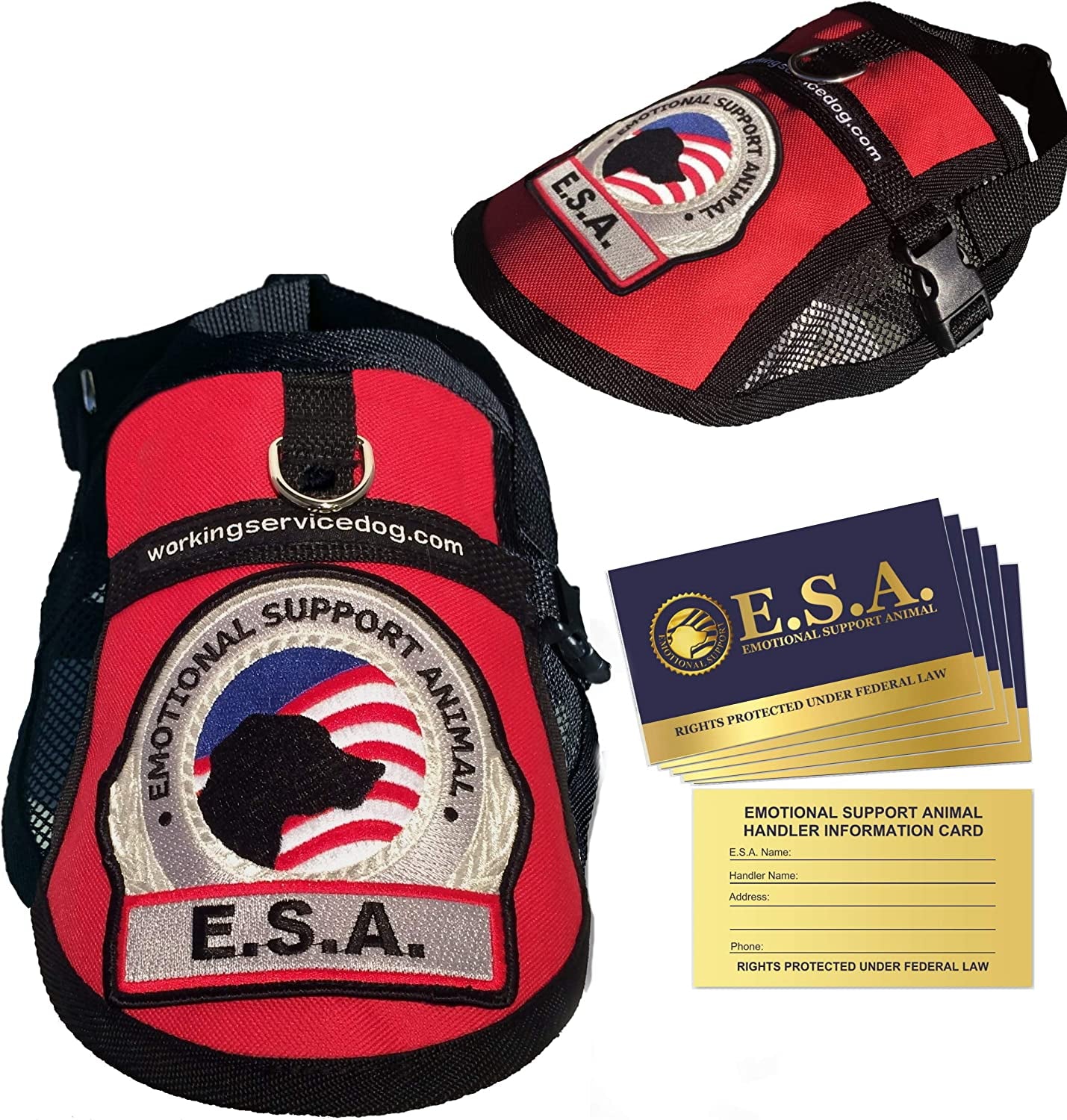 Premium Emotional Support Dog Vest | ESA Dog Vest | Mesh Cooling Panel | Emotional Support Dog Harness | Includes 5 Federal Law ESA Handout Cards (9" - 13" Girth, Red) Animals & Pet Supplies > Pet Supplies > Dog Supplies > Dog Apparel Working Service Dog Red Fits 28" - 31" Girth 