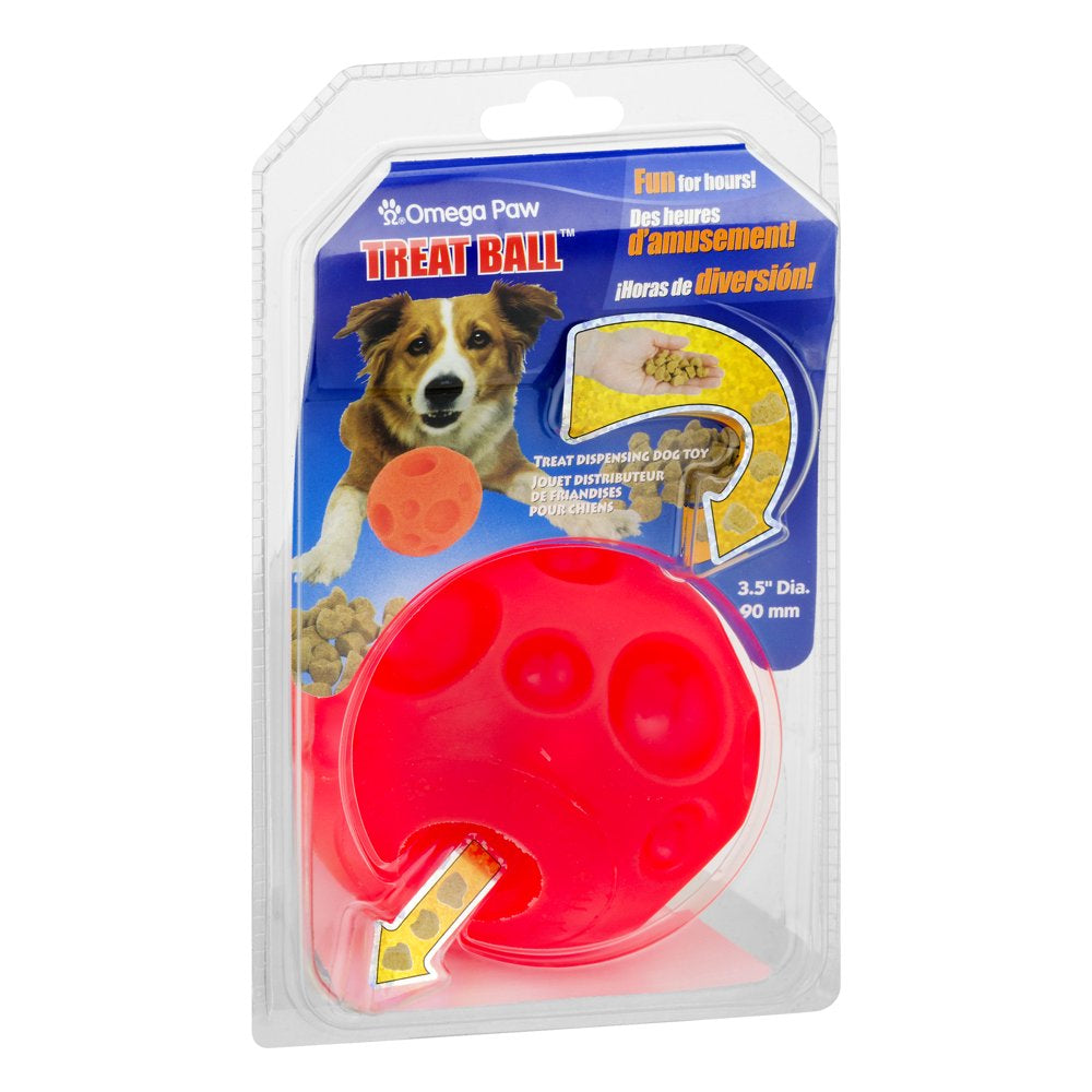 Omega Paw Interactive Dog Treat Ball Toy, 3.5", Orange