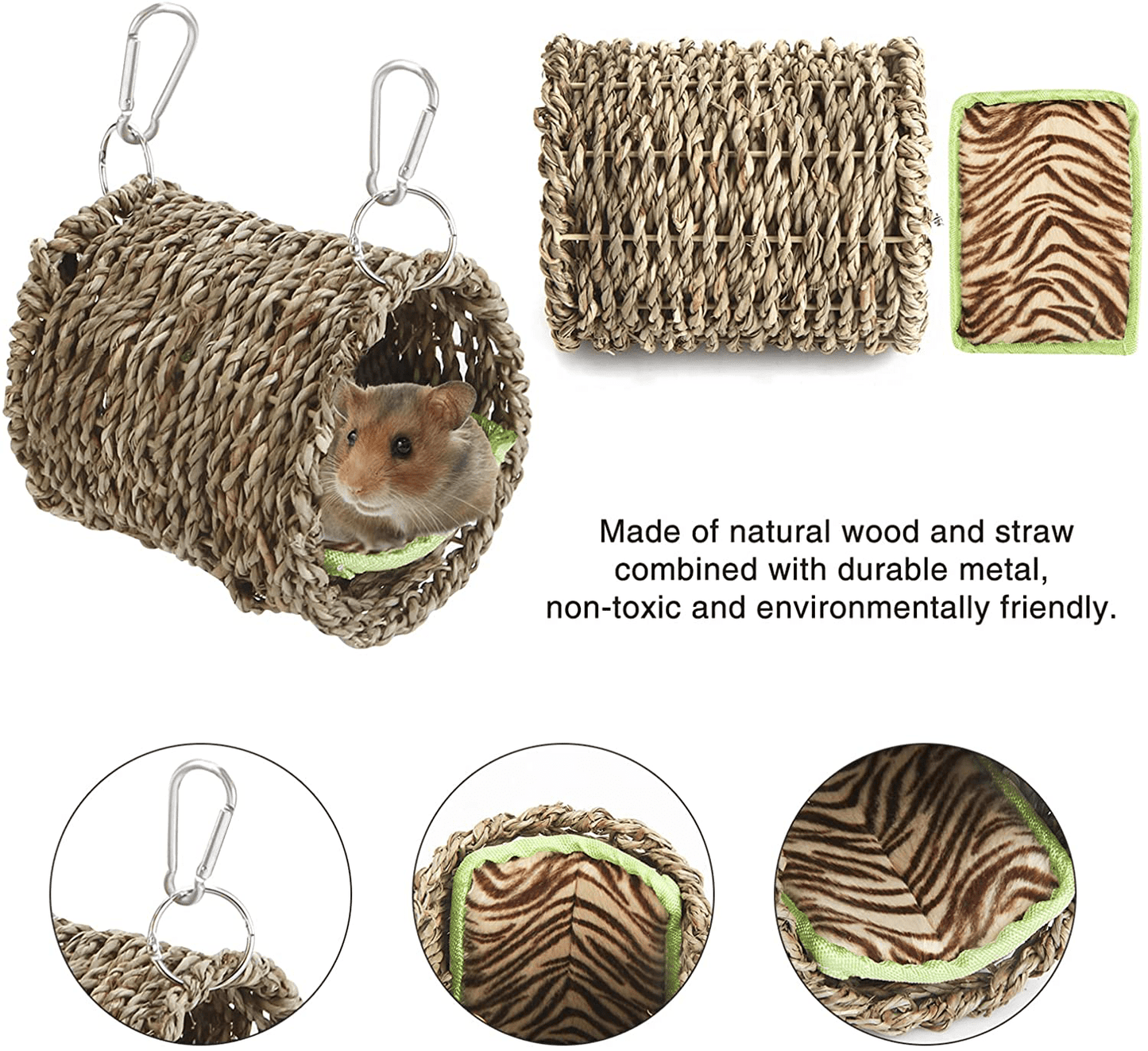 15Pcs Pet Toys Squirrel Gerbil Chinchilla and Dwarf Hamster Bird Hanging Toys, 3 Wooden Pedal Platforms, Straw Nest, Hammock,10 Apple Sticks Chew Toys,Cage Accessories for Small Animal Habitat Animals & Pet Supplies > Pet Supplies > Small Animal Supplies > Small Animal Habitat Accessories lenpestia   