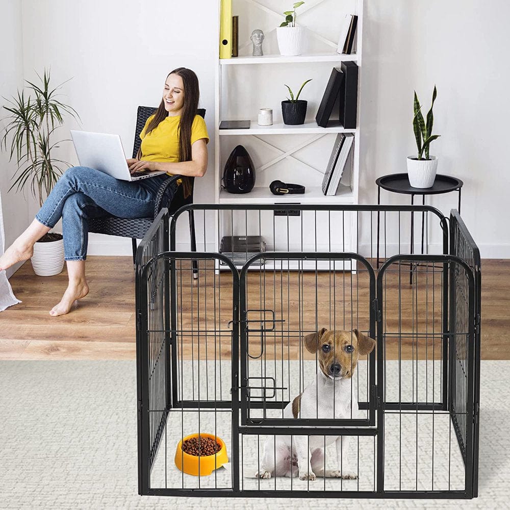 16 Panel Pet Dog Playpen 24" Height Dog Exercise Pen Dog Fence Outdoor/Indoor Portable Puppy Rabbits Heavy Duty