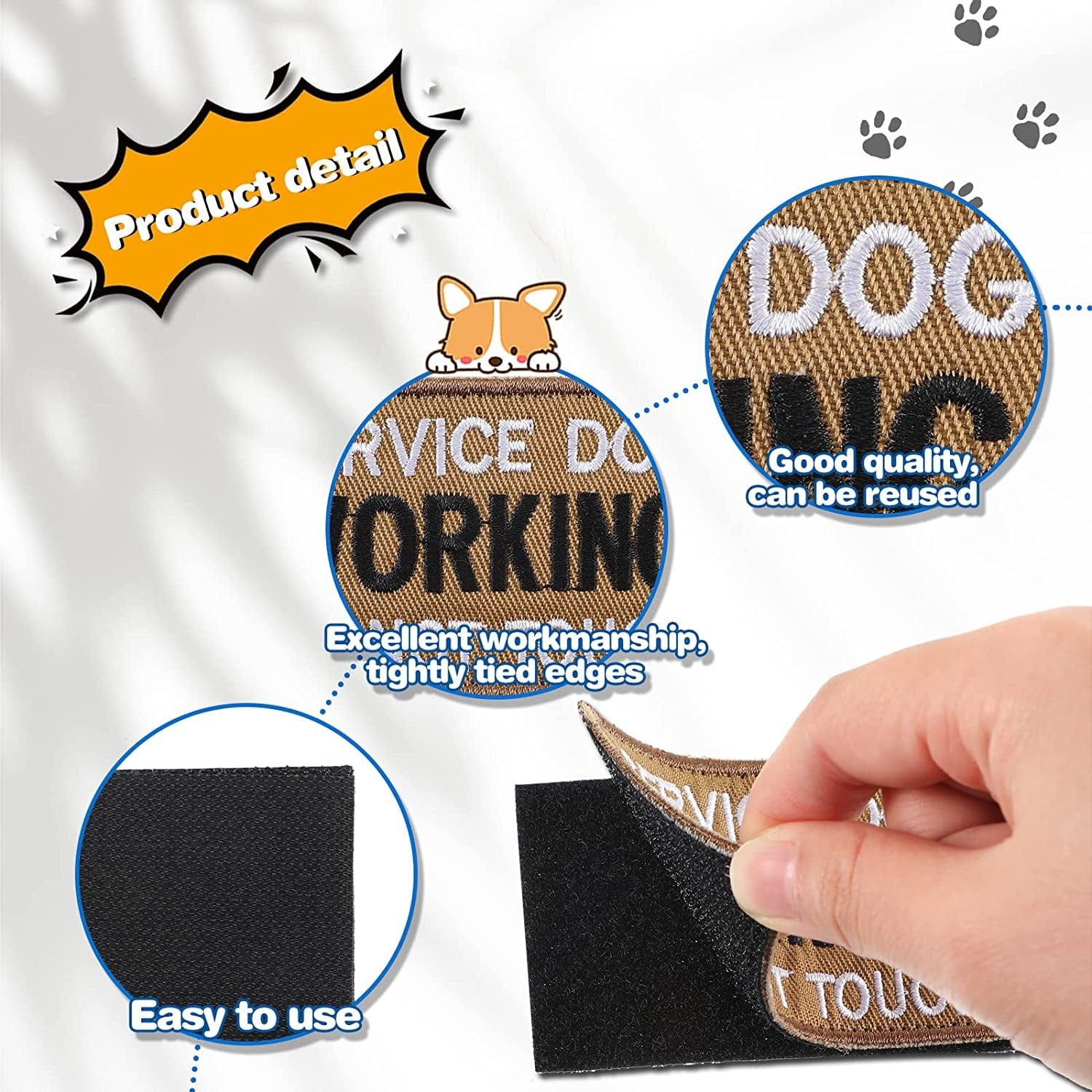 Molain Embroidered Dog Vest Patches with Hook and Loop, 6Pcs Removable –  KOL PET