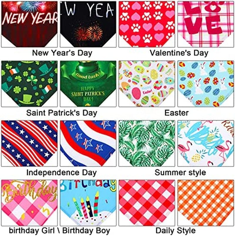 16 Pieces Valentine'S Day Dog Bandanas Holiday Dog Bandanas St Patrick'S Day Easter Dog Bandanas Summer Birthday Triangle Pet Bib Festival Element Pet Dog Scarf Bandana for Dogs Cats Pets Animals & Pet Supplies > Pet Supplies > Dog Supplies > Dog Apparel Weewooday   