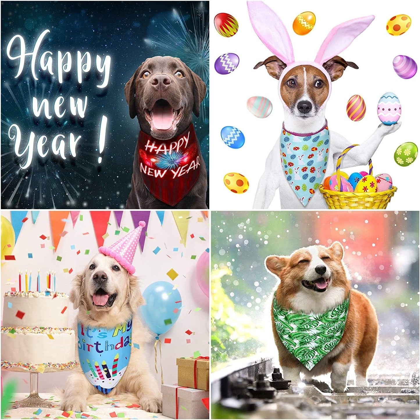 16 Pieces Valentine'S Day Dog Bandanas Holiday Dog Bandanas St Patrick'S Day Easter Dog Bandanas Summer Birthday Triangle Pet Bib Festival Element Pet Dog Scarf Bandana for Dogs Cats Pets Animals & Pet Supplies > Pet Supplies > Dog Supplies > Dog Apparel Weewooday   