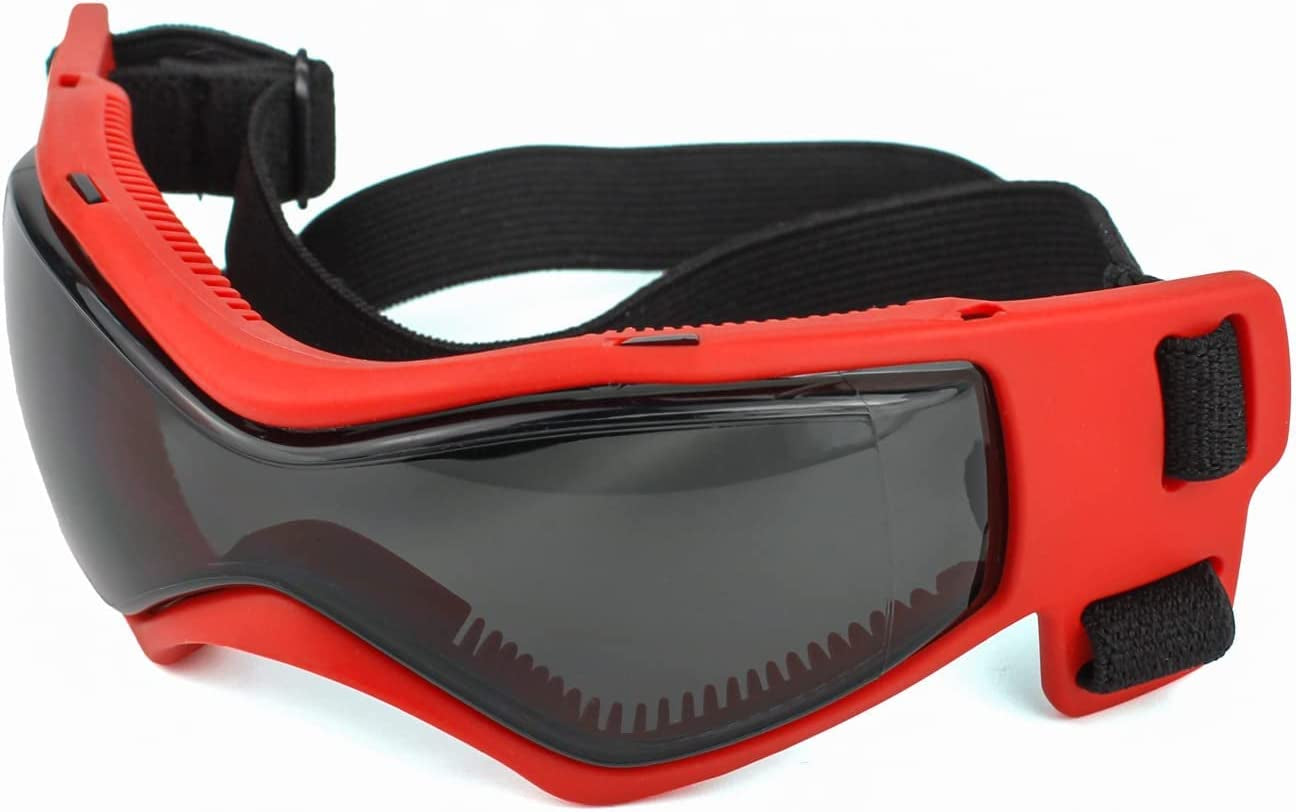 PEDOMUS Dog Goggles Small Medium Dog Sunglasses Adjustable Strap for UV Sunglasses Waterproof Protection for Small Medium Dog (Cool Red) Animals & Pet Supplies > Pet Supplies > Dog Supplies > Dog Apparel PEDOMUS   