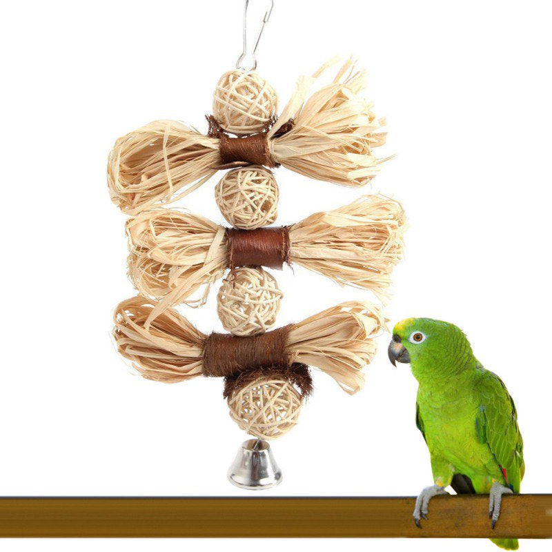 Natural Wooden Grass Pet Parakeet Chewing Toy Parrot Bird Bites Swing Ball Loofah Vine Balls Cage Bird Hanging Accessories Animals & Pet Supplies > Pet Supplies > Bird Supplies > Bird Cage Accessories Ardorlove   