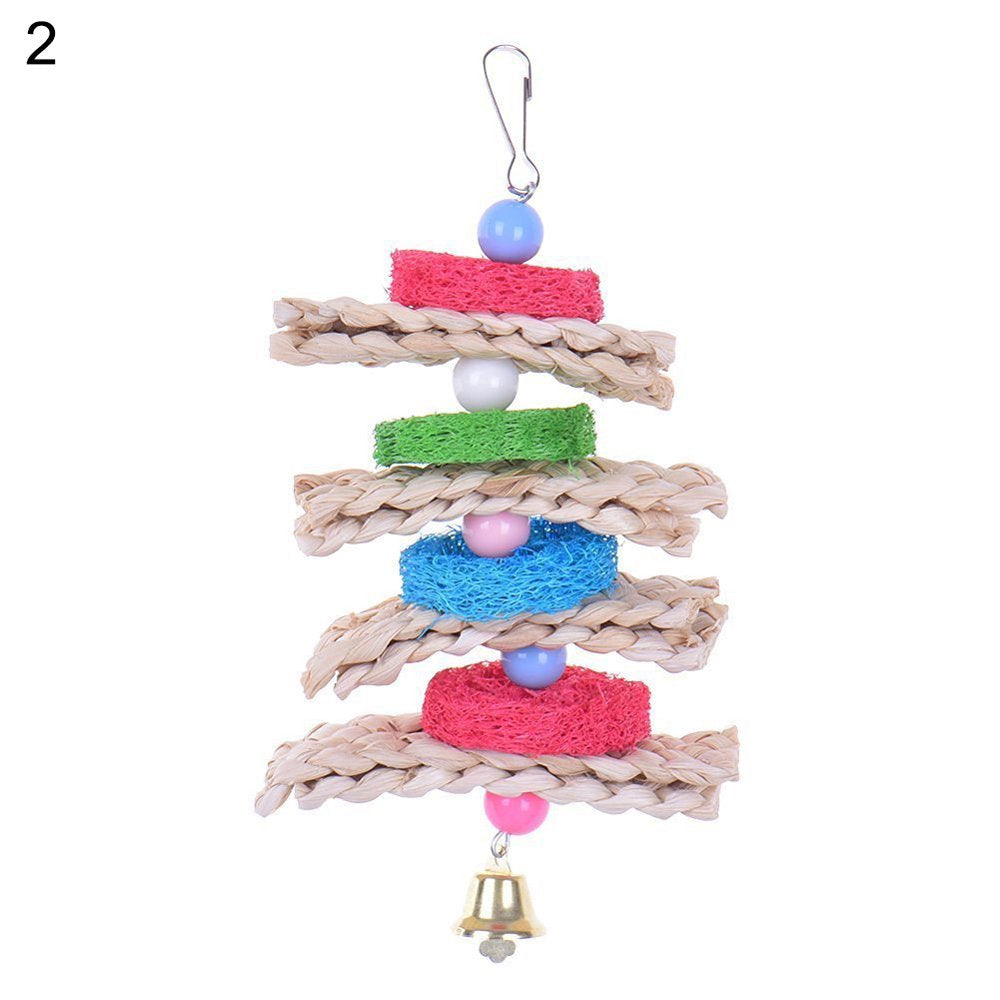 SPRING PARK Bird Chewing Toys, Parrot Hanging Colorful Rattan Ball Toy, Cage Bite Toys Suitable for Small Pet Birds like Parakeet, Conure, Lovebirds, Cockatiels Animals & Pet Supplies > Pet Supplies > Bird Supplies > Bird Toys SPRING PARK   