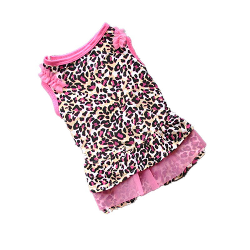 Cute Leopard Summer Pet Puppy Dress Small Dog Cat Pet Clothes Apparel Hot Selling Pet Supplies Animals & Pet Supplies > Pet Supplies > Cat Supplies > Cat Apparel KOL PET M Pink 