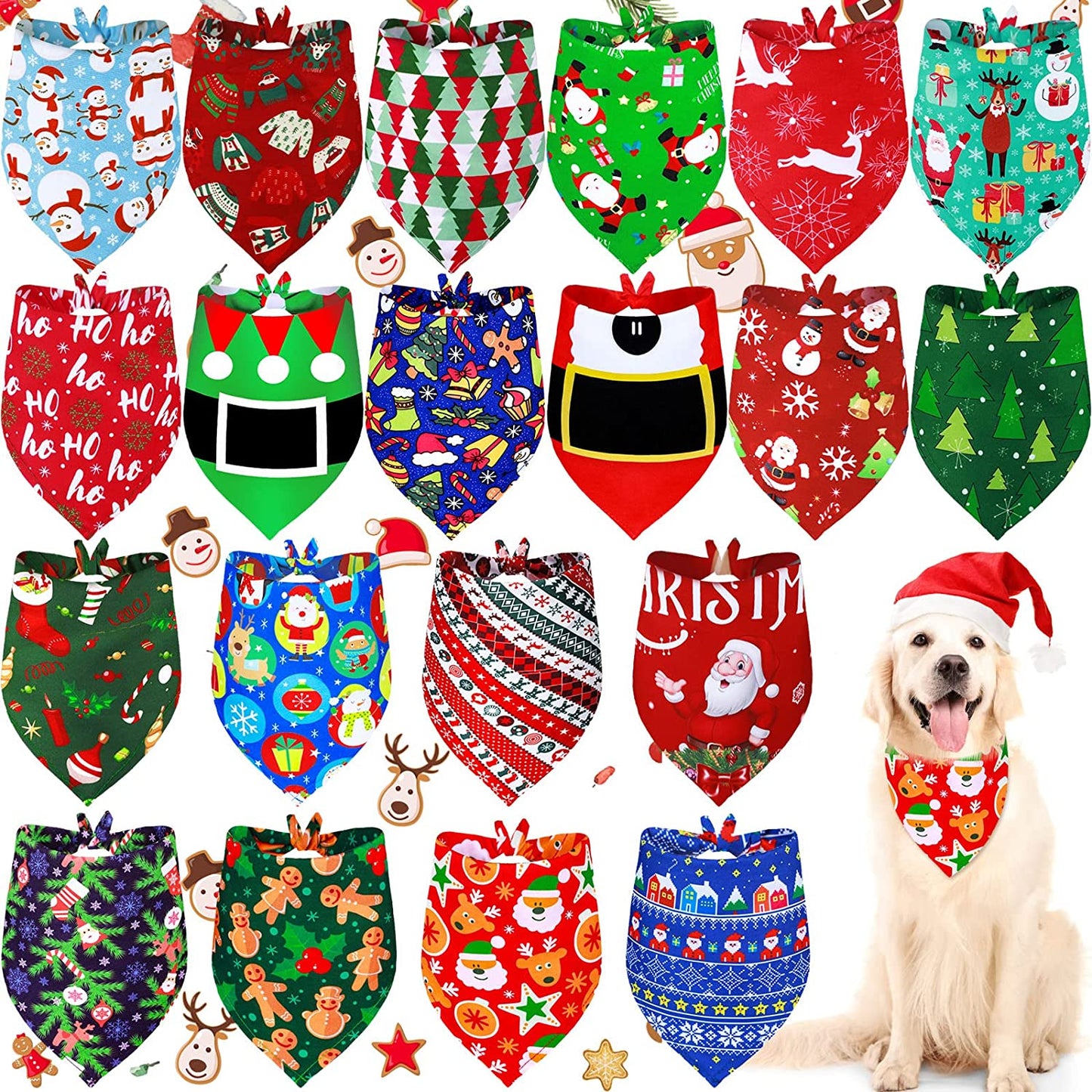 20 Pieces Summer Spring Dog Bandanas Bulk, Hawaii Floral Dog Bandana Soft Triangle Doggy Kerchief Scarf Bibs with Flowers Patterns for Small Medium Large Pets (Flowers, Bees, Large) Animals & Pet Supplies > Pet Supplies > Dog Supplies > Dog Apparel Weewooday Santa, Snowman, Bell X-Large 