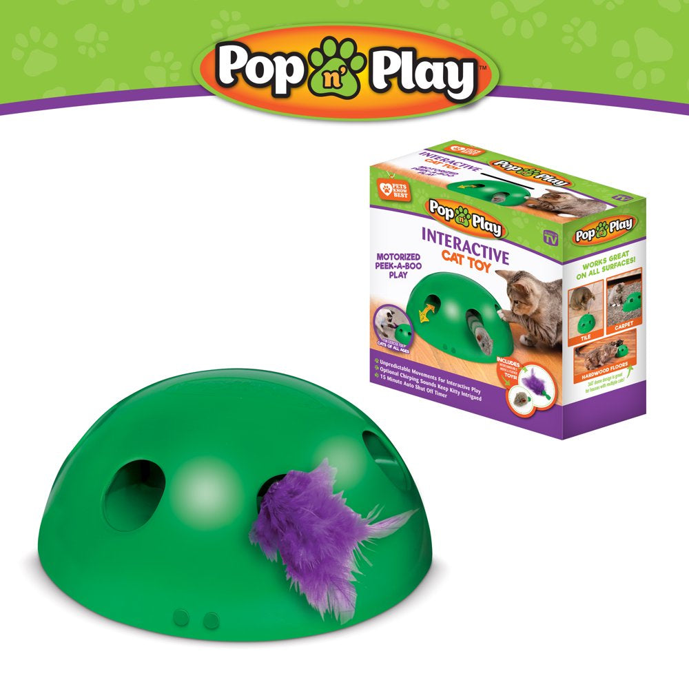 Pop N' Play Interactive Cat Toy, Motorized Peek-A-Boo Play with Mouse and Feather Toys, as Seen on TV Animals & Pet Supplies > Pet Supplies > Cat Supplies > Cat Toys All Star   