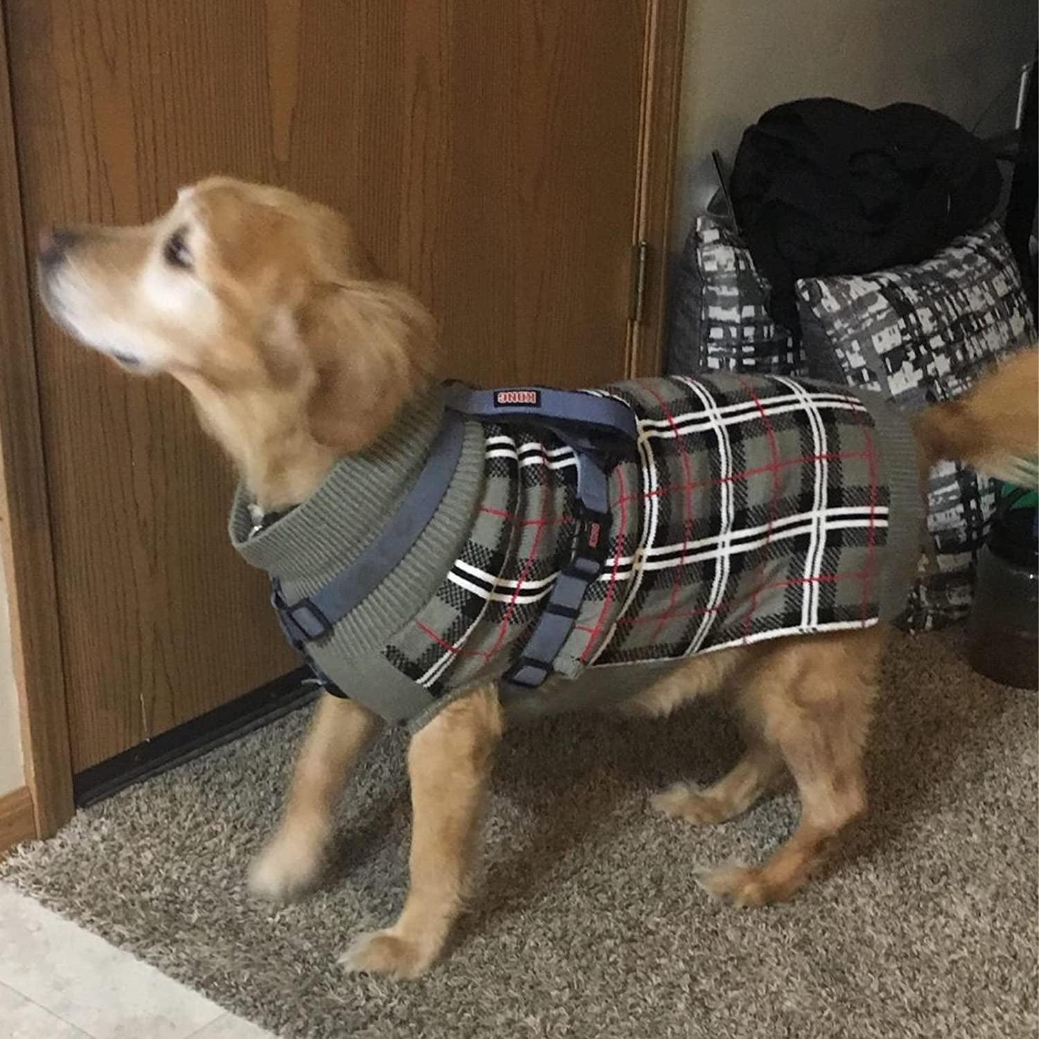 PUPTECK Classic Plaid Style Dog Sweater - Puppy Festive Winter Cloth Animals & Pet Supplies > Pet Supplies > Dog Supplies > Dog Apparel Beibao   