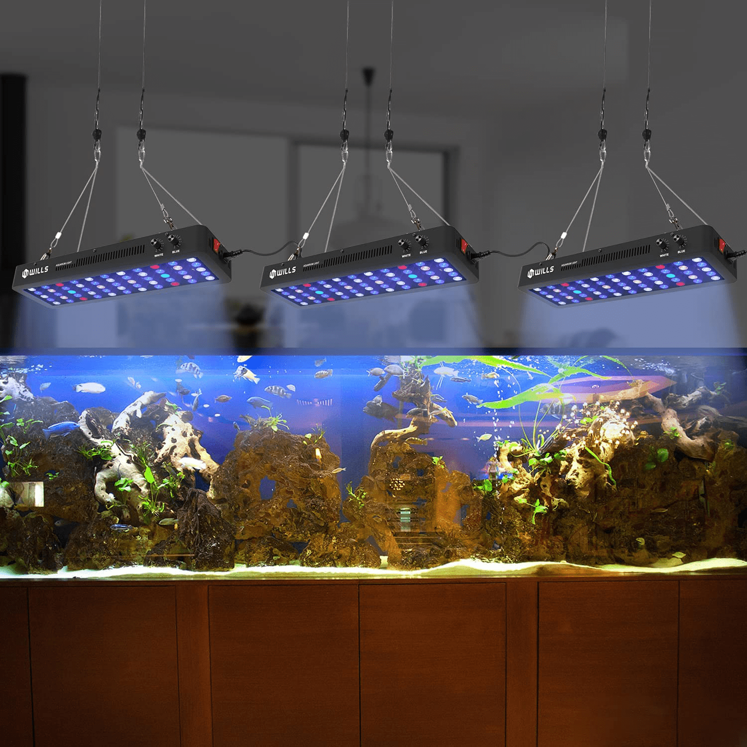 165W Aquarium Lights, WILLS Dimmable Full Spectrum Planted Aquarium Led Lights for Freshwater and Saltwater Coral Reef Fish Tank