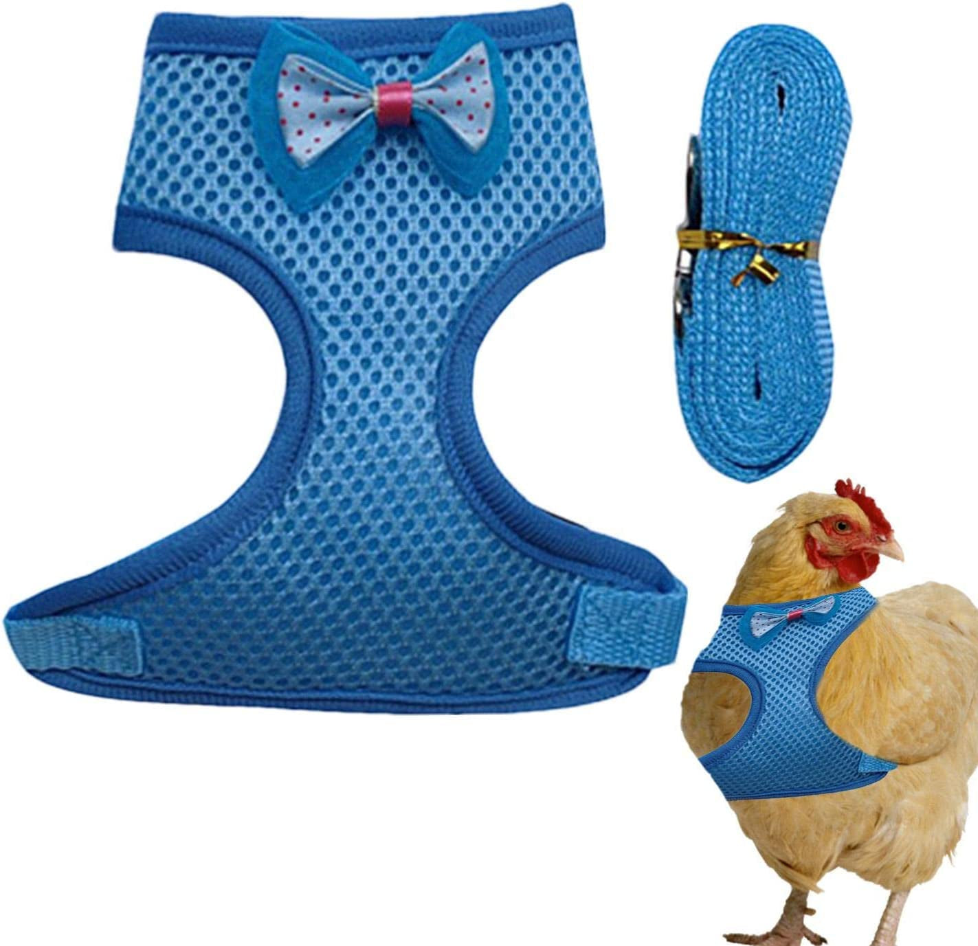 Chicken Harness | Comfortable Hens Vest with Mesh - Breathable Halloween Christmas Duck Harness for Chicken Duck Puppy Training Walking Emole Animals & Pet Supplies > Pet Supplies > Dog Supplies > Dog Apparel EmoLE Blue Medium 