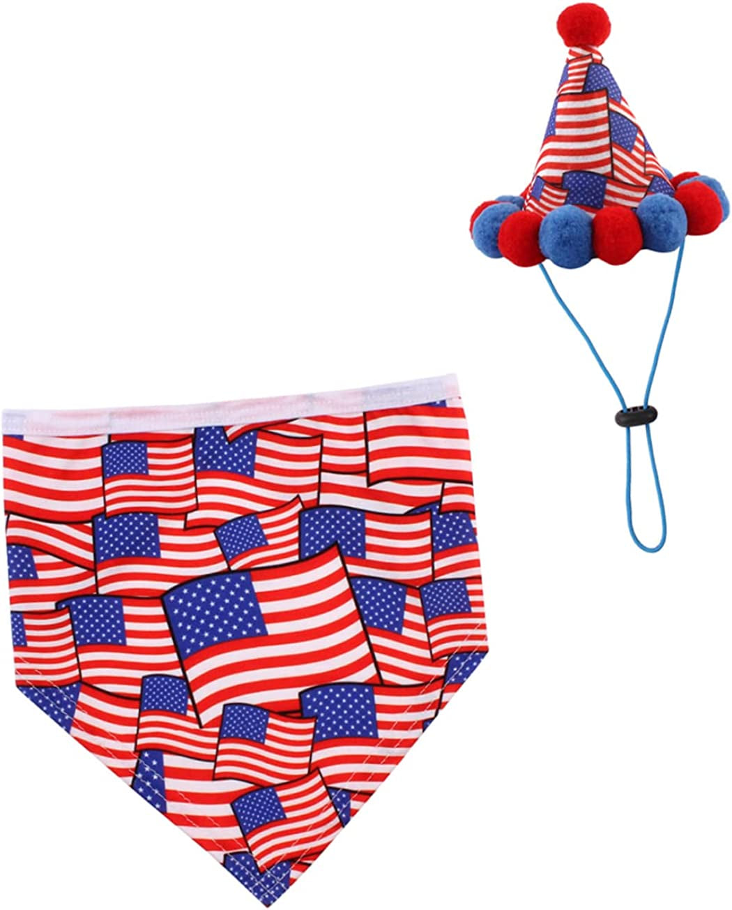 GLSTOY 2Pcs Hat Themed of Towel Birthday Bandana Th Flag Scarf Day Dog Cone Saliva Triangular Independence Festival Favors Party July Pattern American Bib Patriotic Costume Pet Animals & Pet Supplies > Pet Supplies > Dog Supplies > Dog Apparel GLSTOY   