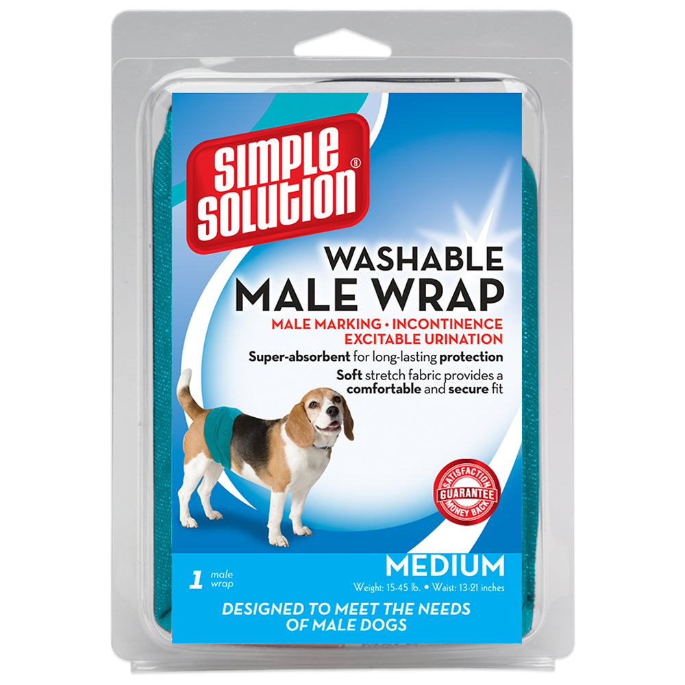 Simple Solution Washable Male Wrap Dog Diaper, Medium, 1 Pack Animals & Pet Supplies > Pet Supplies > Dog Supplies > Dog Diaper Pads & Liners Simple Solution M  