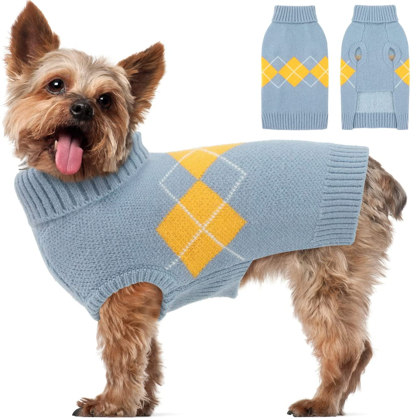 ALAGIRLS Winter Dog Sweater Warm Puppy Clothes,Classic Turtleneck Plaid Cat Sweater,Pullover Christmas Holiday Pet Outfits Apparel for Large Dogs,Pink L Animals & Pet Supplies > Pet Supplies > Dog Supplies > Dog Apparel ALA HazeBlue Large 